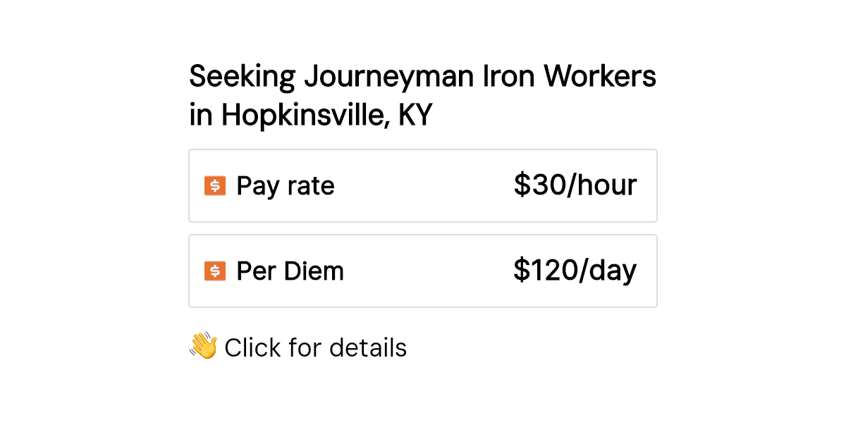 Seeking Journeyman Iron Workers in Hopkinsville, KY JobFig